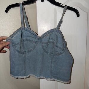 Japna Light Blue Denim Bustier Tank